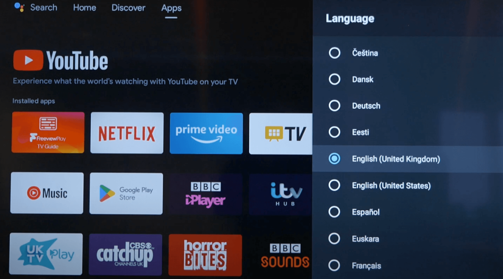 Choose your prefered language on Sharp TV