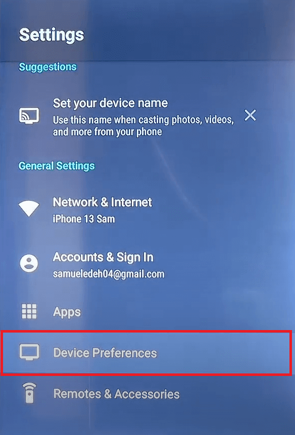 Tap Device Preferences