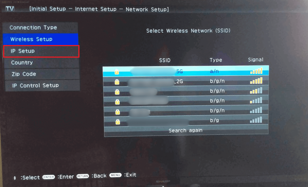 Choose IP Setup