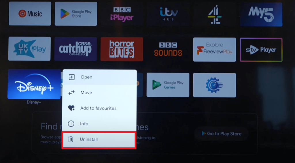 Tap Uninstall to delete the app on your Sharp TV