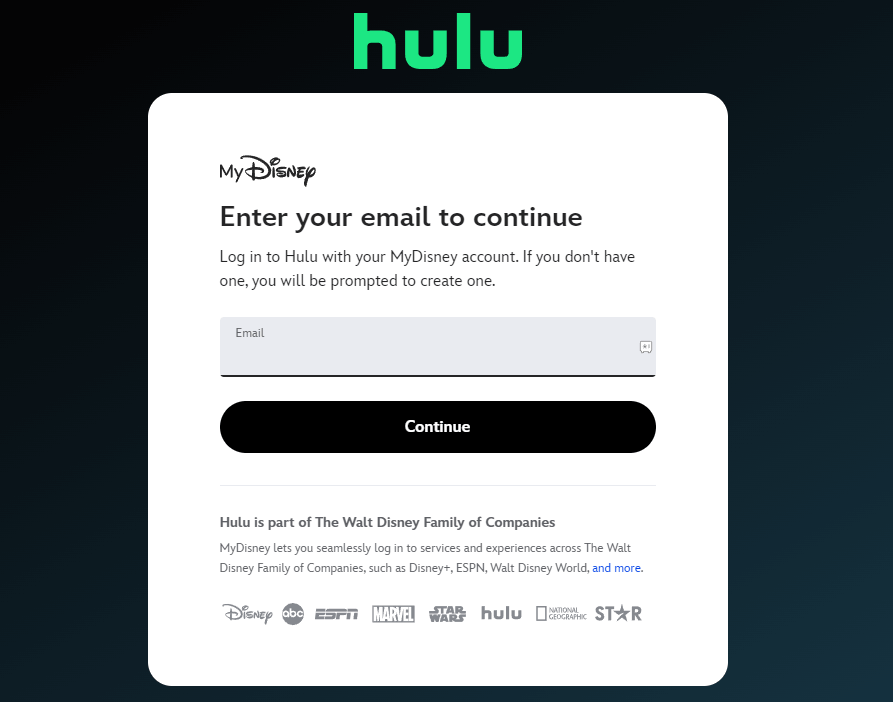 Log in to your Hulu account