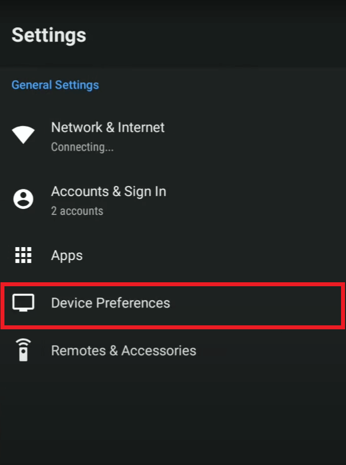 Choose Device Preferences