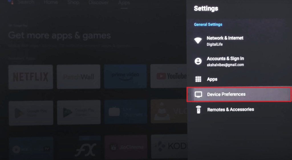 Choose Device Preferences