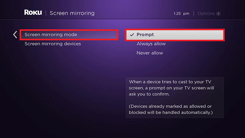 Sky Go Sharp TV - Select Screen Mirroring Mode