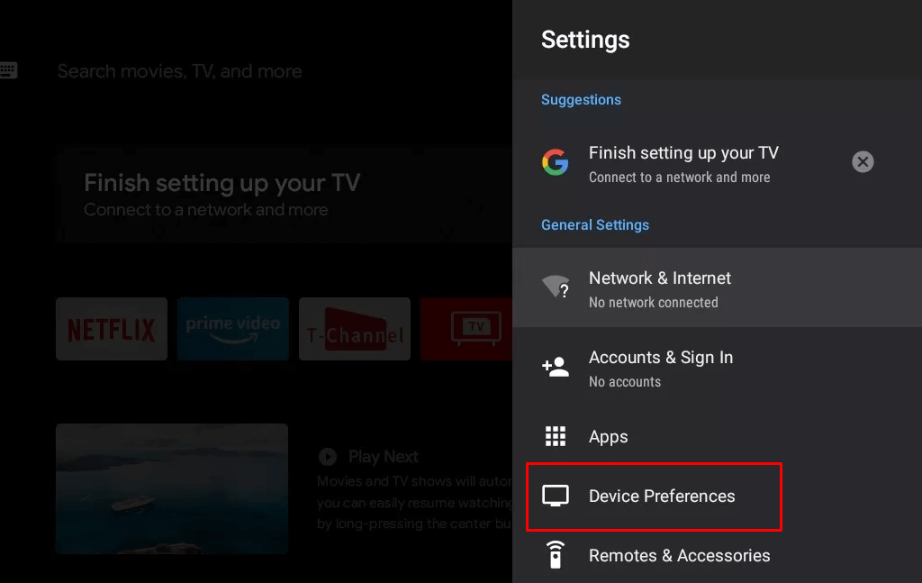 Choose Device Preferences