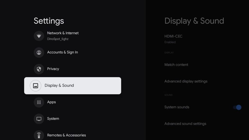 Choose Display and Sound