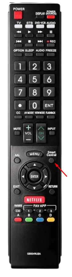 Press Smart Central Button to Access Web Browser on Sharp TV