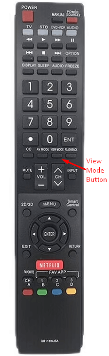 Press the View Mode Button on Sharp TV remote