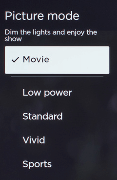 Select a Mode to Calibrate Sharp TV