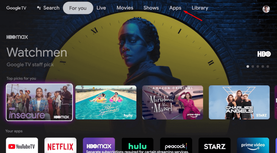 Click the Apps Tile to Get Peacock TV on Sharp TV