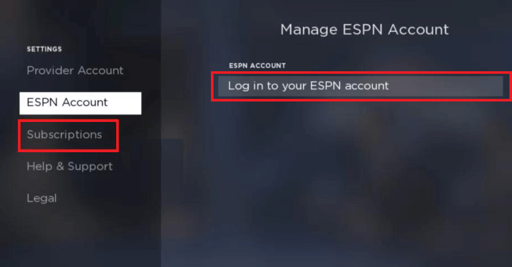 ESPN on Sharp TV - Tap Subscriptions