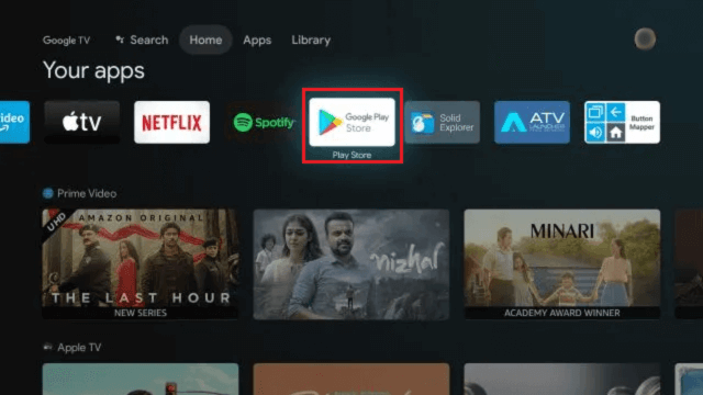 Open Play Store on Android TV