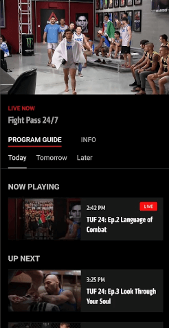 Select a Show on the UFC App