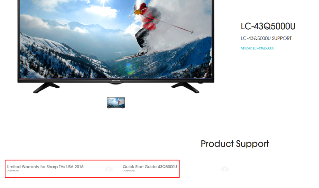 Sharp TV Customer Support Features